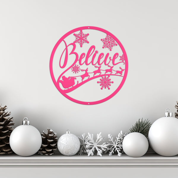 Believe Christmas Metal Sign - Holiday Sign