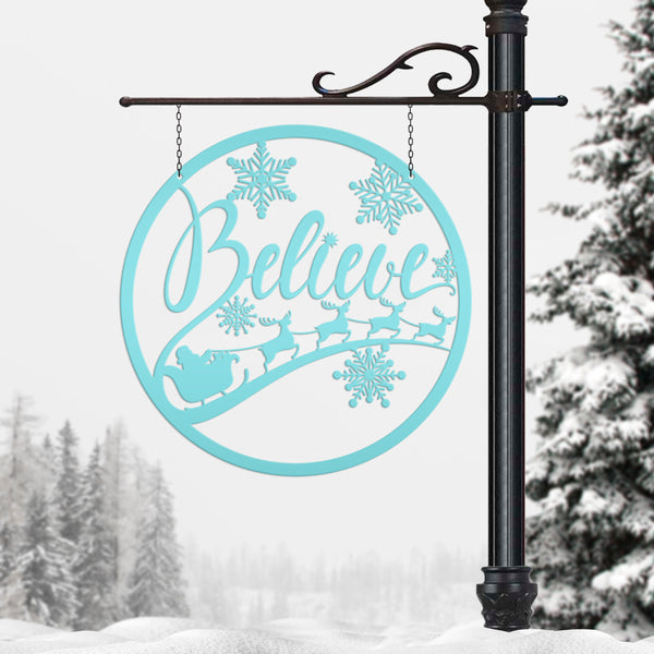 Believe Christmas Metal Sign - Holiday Sign