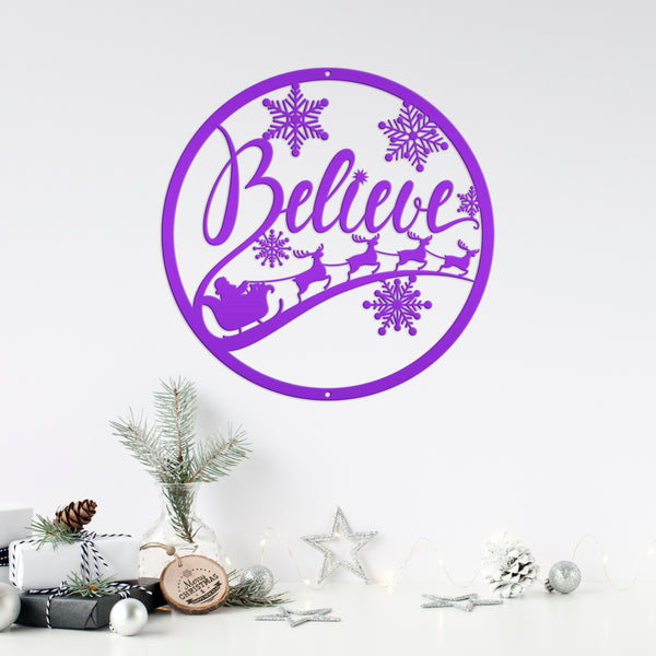 Believe Christmas Metal Sign - Holiday Sign