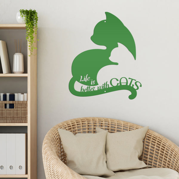 Life Is Better With Cats Metal Sign, Cat Metal Wall Decor, Cat Wall Art, Cat Lovers, Cat Home Decor, Cat Gifts, Cat Decor