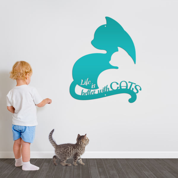 Life Is Better With Cats Metal Sign, Cat Metal Wall Decor, Cat Wall Art, Cat Lovers, Cat Home Decor, Cat Gifts, Cat Decor