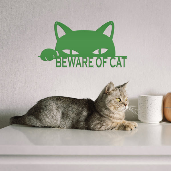 Beware Of Cat Metal Sign, Cat Wall Decor, Cat Wall Art, Cat Hanging Wall Sign, Cat Decor, Cat Lovers, Cat Gifts, Crazy Cat Lady Wall Decor, Cat Home Decor