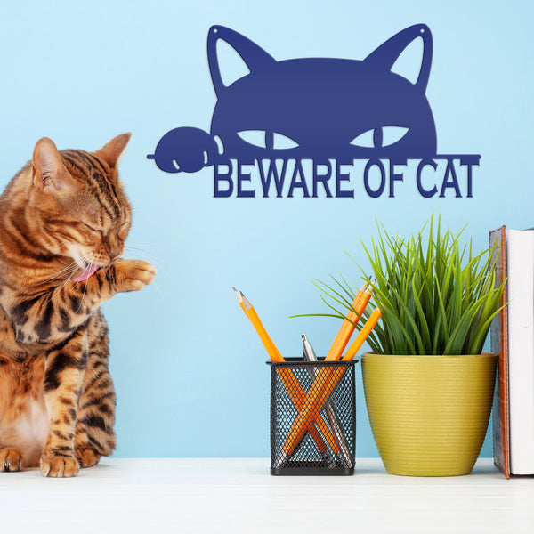 Beware Of Cat Metal Sign, Cat Wall Decor, Cat Wall Art, Cat Hanging Wall Sign, Cat Decor, Cat Lovers, Cat Gifts, Crazy Cat Lady Wall Decor, Cat Home Decor