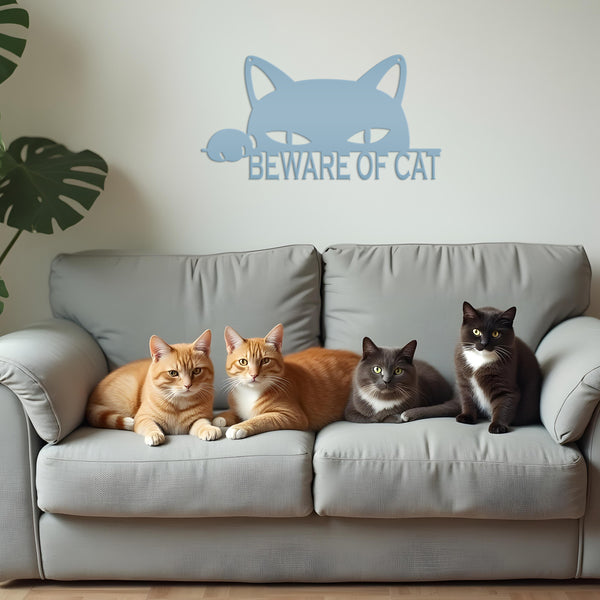 Beware Of Cat Metal Sign, Cat Wall Decor, Cat Wall Art, Cat Hanging Wall Sign, Cat Decor, Cat Lovers, Cat Gifts, Crazy Cat Lady Wall Decor, Cat Home Decor