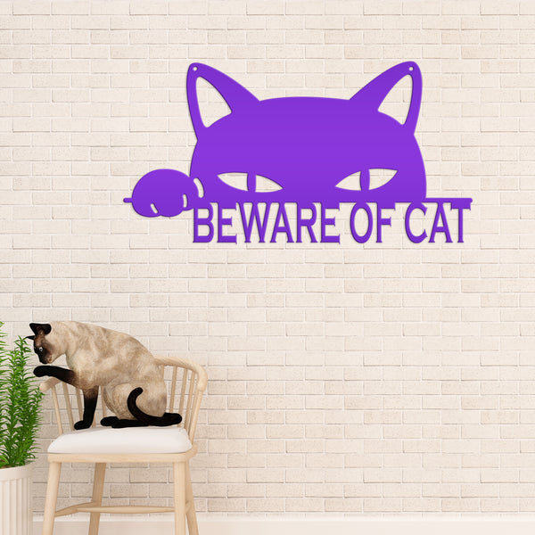 Beware Of Cat Metal Sign, Cat Wall Decor, Cat Wall Art, Cat Hanging Wall Sign, Cat Decor, Cat Lovers, Cat Gifts, Crazy Cat Lady Wall Decor, Cat Home Decor