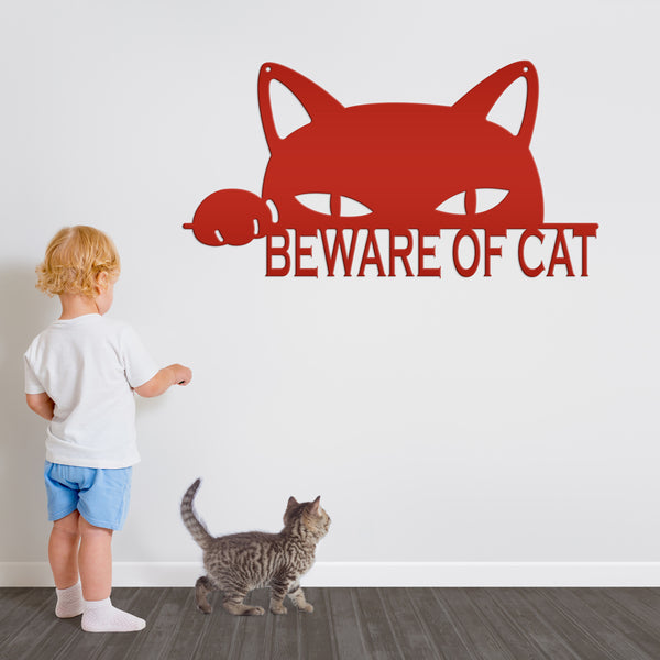 Beware Of Cat Metal Sign, Cat Wall Decor, Cat Wall Art, Cat Hanging Wall Sign, Cat Decor, Cat Lovers, Cat Gifts, Crazy Cat Lady Wall Decor, Cat Home Decor