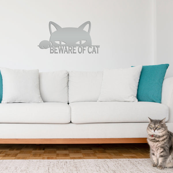 Beware Of Cat Metal Sign, Cat Wall Decor, Cat Wall Art, Cat Hanging Wall Sign, Cat Decor, Cat Lovers, Cat Gifts, Crazy Cat Lady Wall Decor, Cat Home Decor