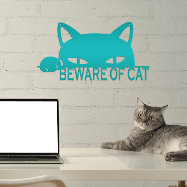 Beware Of Cat Metal Sign, Cat Wall Decor, Cat Wall Art, Cat Hanging Wall Sign, Cat Decor, Cat Lovers, Cat Gifts, Crazy Cat Lady Wall Decor, Cat Home Decor
