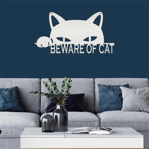 Beware Of Cat Metal Sign, Cat Wall Decor, Cat Wall Art, Cat Hanging Wall Sign, Cat Decor, Cat Lovers, Cat Gifts, Crazy Cat Lady Wall Decor, Cat Home Decor