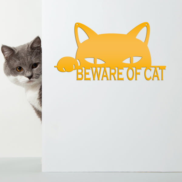 Beware Of Cat Metal Sign, Cat Wall Decor, Cat Wall Art, Cat Hanging Wall Sign, Cat Decor, Cat Lovers, Cat Gifts, Crazy Cat Lady Wall Decor, Cat Home Decor