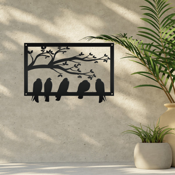 Birds On A Branch Metal Sign