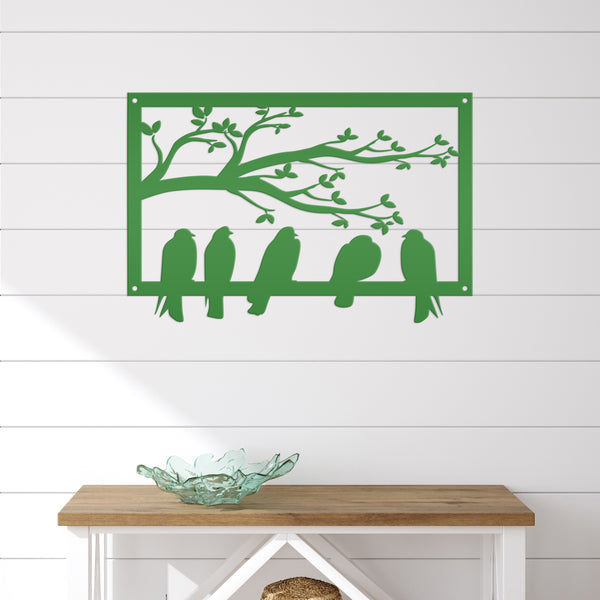 Birds On A Branch Metal Sign