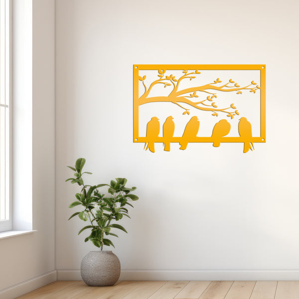 Birds On A Branch Metal Sign