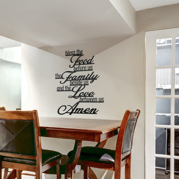 Bless Food, Family, Love Between Us Amen Home Decor Sign