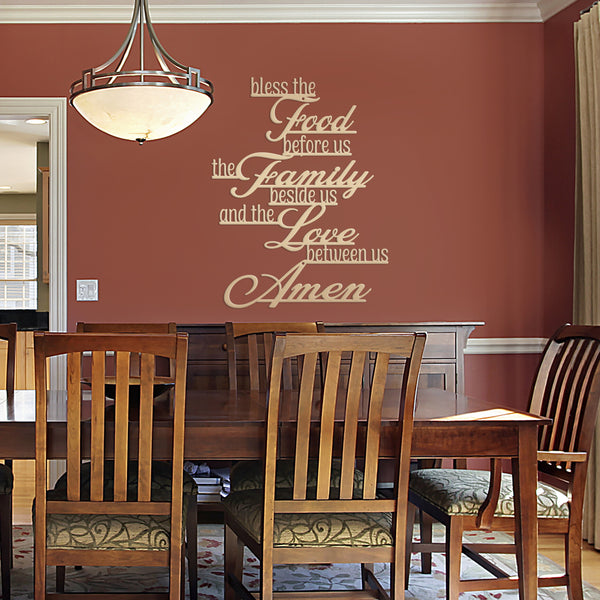 Bless Food, Family, Love Between Us Amen Home Decor Sign