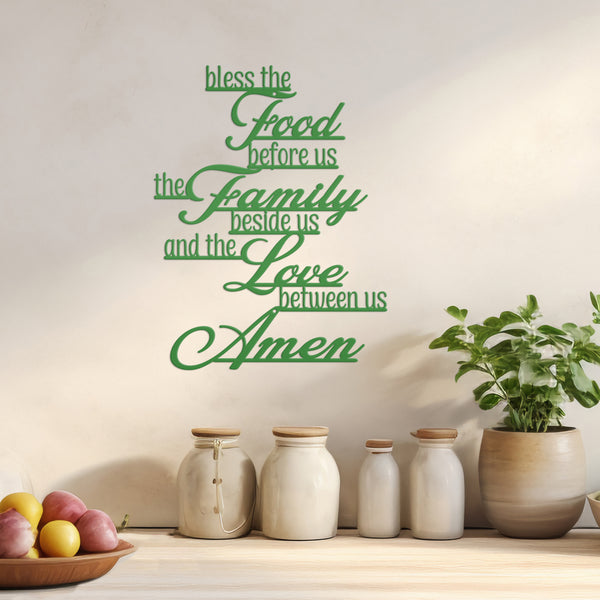 Bless Food, Family, Love Between Us Amen Home Decor Sign