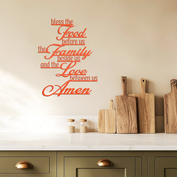 Bless Food, Family, Love Between Us Amen Home Decor Sign