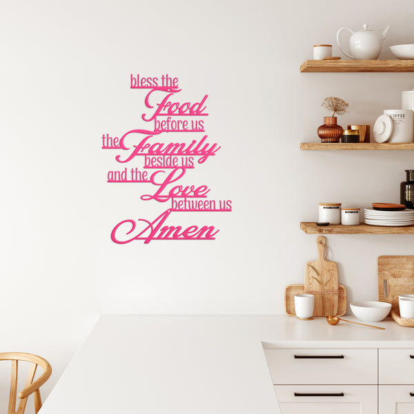 Bless Food, Family, Love Between Us Amen Home Decor Sign