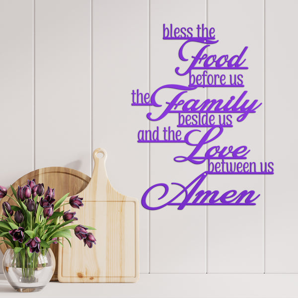 Bless Food, Family, Love Between Us Amen Home Decor Sign