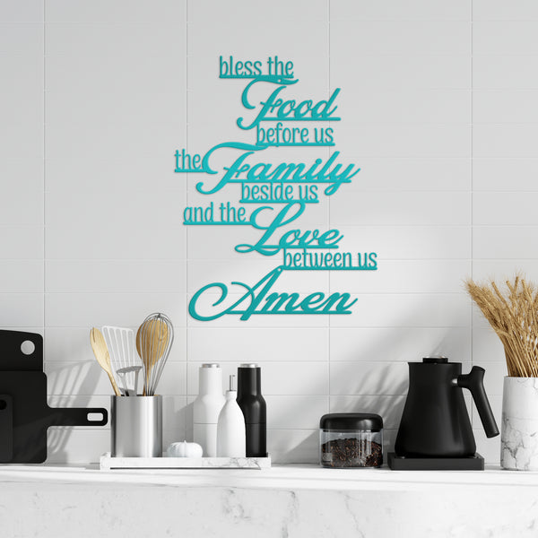 Bless Food, Family, Love Between Us Amen Home Decor Sign