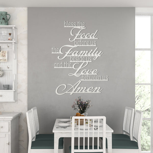 Bless Food, Family, Love Between Us Amen Home Decor Sign