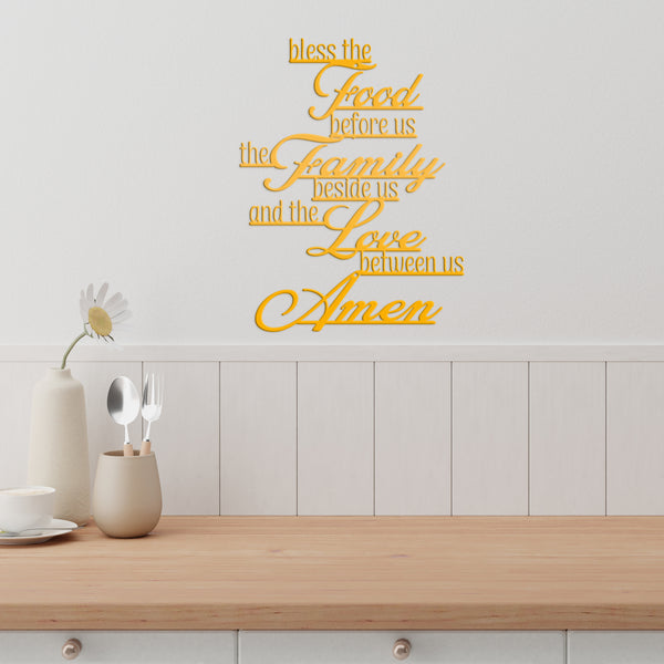 Bless Food, Family, Love Between Us Amen Home Decor Sign