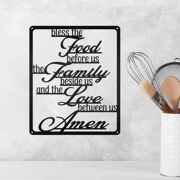 Bless The Food Before Us The Family Beside Us And The Love Between Us Amen Square Kitchen/Dining Room Metal Sign bless-the-food-before-us-the-family-beside-us-and-the-love-between-us-amen-square-kitchen-dining-room-metal-sign