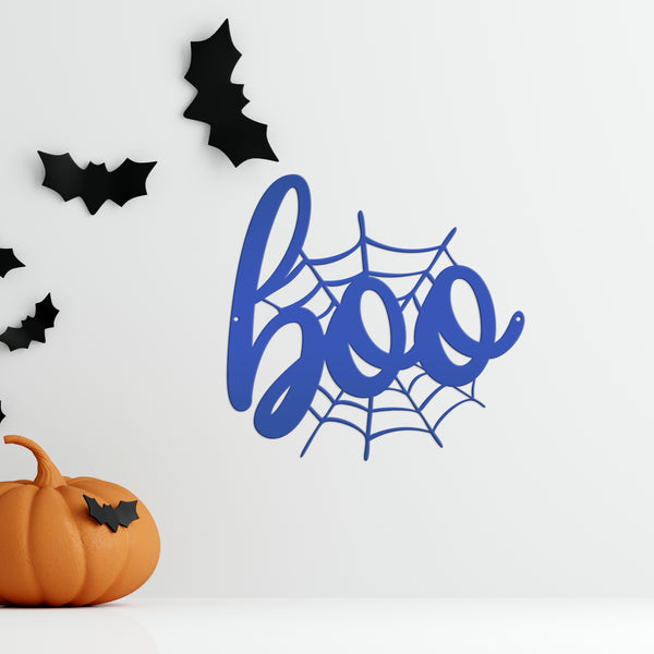 Spiderweb Boo Halloween Metal Sign - Halloween Decor