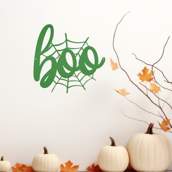 Spiderweb Boo Halloween Metal Sign - Halloween Decor