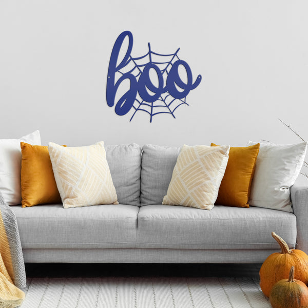 Spiderweb Boo Halloween Metal Sign - Halloween Decor