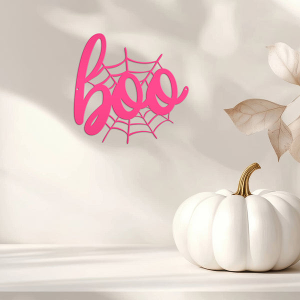 Spiderweb Boo Halloween Metal Sign - Halloween Decor