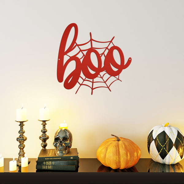Spiderweb Boo Halloween Metal Sign - Halloween Decor