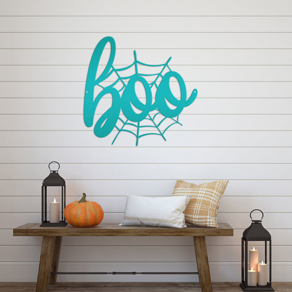 Spiderweb Boo Halloween Metal Sign - Halloween Decor