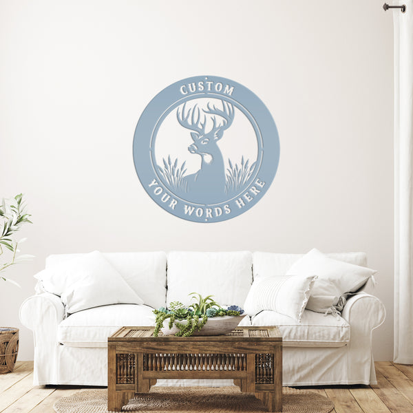 Rustic Deer Metal Sign - Outdoor Hunting Decor - Unique Cabin Wall Hanging - Country Farmhouse Wall Art - Personalized Signs - Gift for Dad