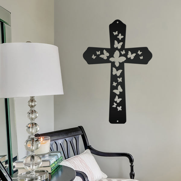 Butterfly Cross Metal Sign - Christian Wall Hanging - Unique Religious Artwork - Christian Gifts