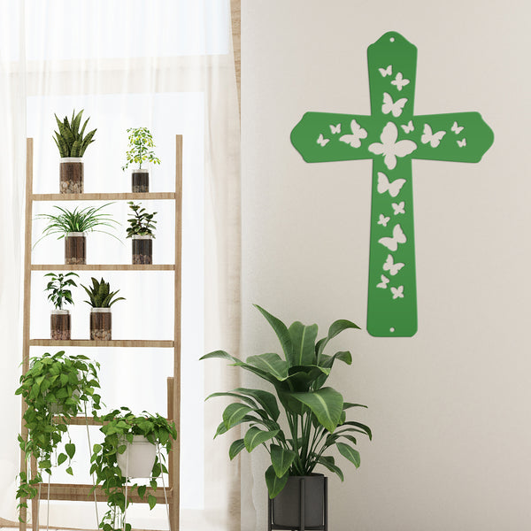 Butterfly Cross Metal Sign - Christian Wall Hanging - Unique Religious Artwork - Christian Gifts