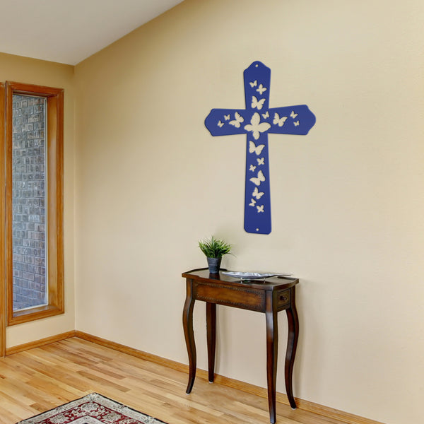 Butterfly Cross Metal Sign - Christian Wall Hanging - Unique Religious Artwork - Christian Gifts