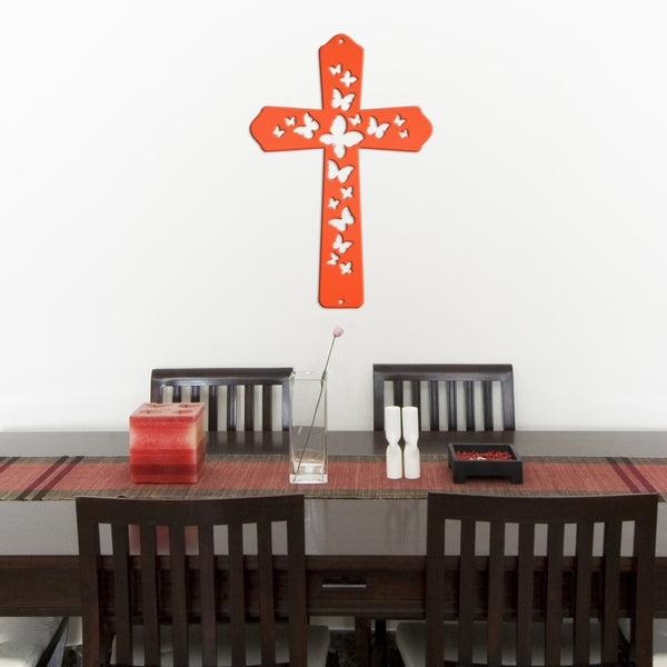 Butterfly Cross Metal Sign - Christian Wall Hanging - Unique Religious Artwork - Christian Gifts