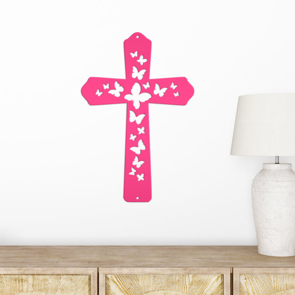 Butterfly Cross Metal Sign - Christian Wall Hanging - Unique Religious Artwork - Christian Gifts