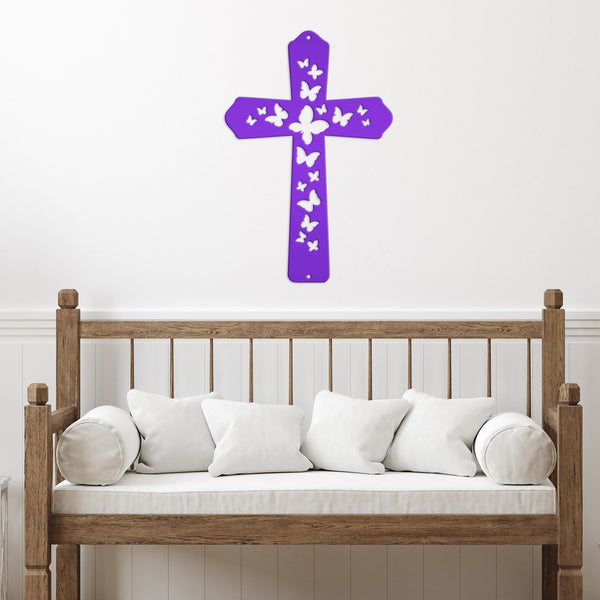 Butterfly Cross Metal Sign - Christian Wall Hanging - Unique Religious Artwork - Christian Gifts