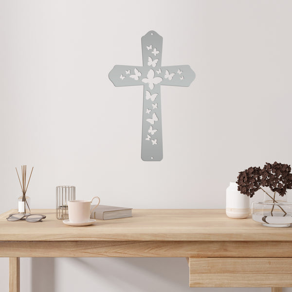 Butterfly Cross Metal Sign - Christian Wall Hanging - Unique Religious Artwork - Christian Gifts