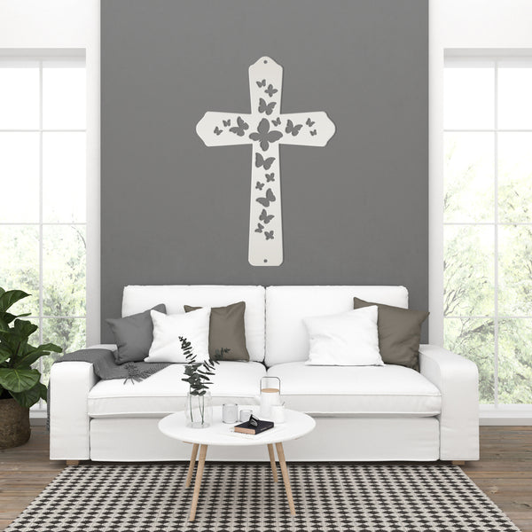Butterfly Cross Metal Sign - Christian Wall Hanging - Unique Religious Artwork - Christian Gifts