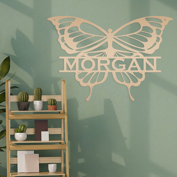 Personalized Butterfly Monogram Metal Sign, Butterfly Girls Bedroom Decor for the Wall, Personalized Butterfly Wall Art, Butterflies Decor