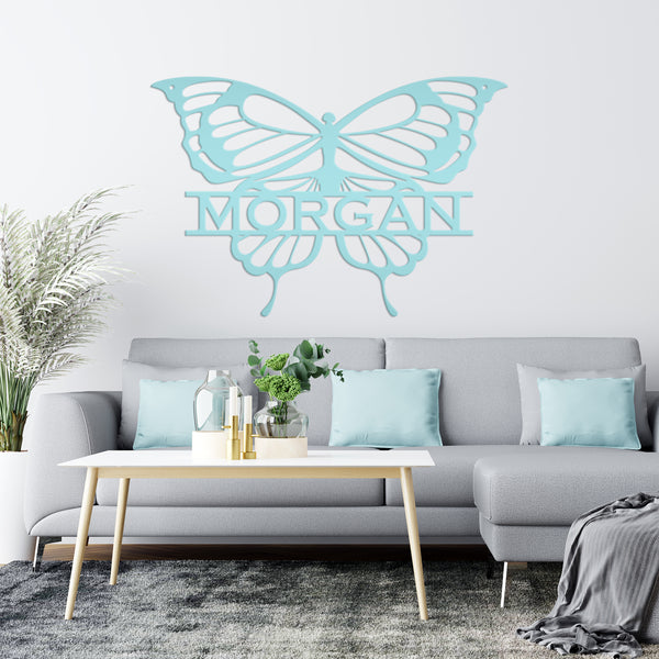 Personalized Butterfly Monogram Metal Sign, Butterfly Girls Bedroom Decor for the Wall, Personalized Butterfly Wall Art, Butterflies Decor