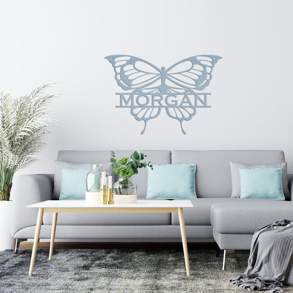 Personalized Butterfly Monogram Metal Sign, Butterfly Girls Bedroom Decor for the Wall, Personalized Butterfly Wall Art, Butterflies Decor