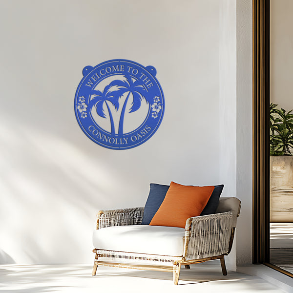 Tropical Metal Sign, Patio Sign, Beach house Sign, Beach Wall Decor & Art, Tropical Wall Art, Palm Tree Wall Decor, Palm Tree Wall Art, Beach Condo Wall Art