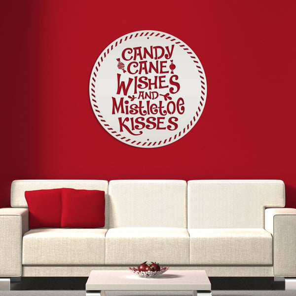 Candy Cane Wishes Metal Sign - Christmas Decor