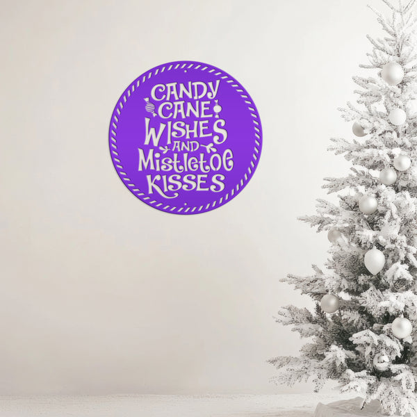 Candy Cane Wishes Metal Sign - Christmas Decor