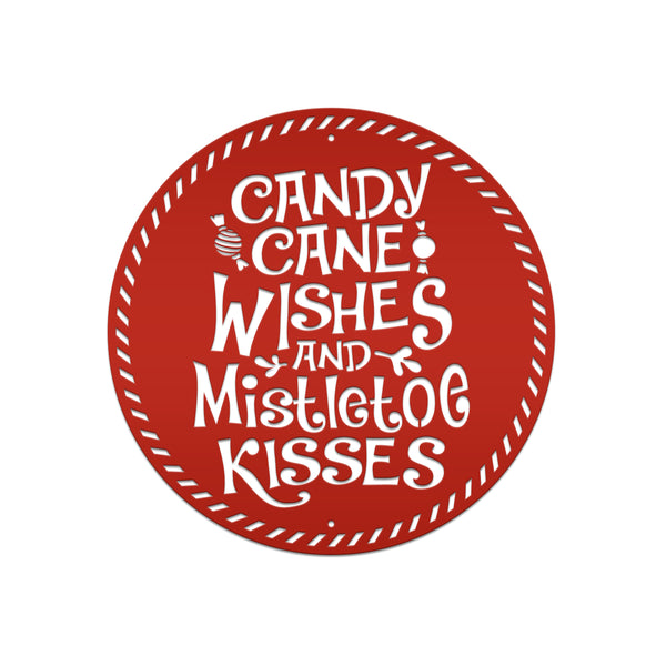 Candy Cane Wishes Metal Sign - Christmas Decor