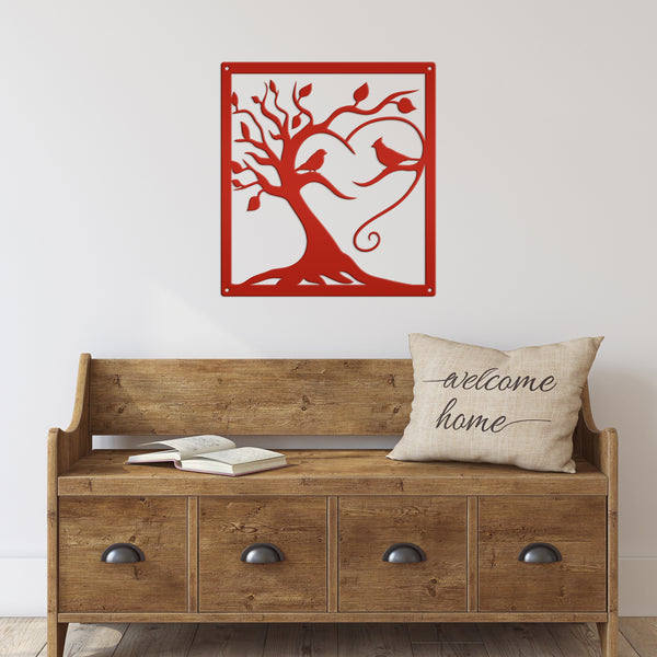 Decorative Tree with Birds Square Metal Sign